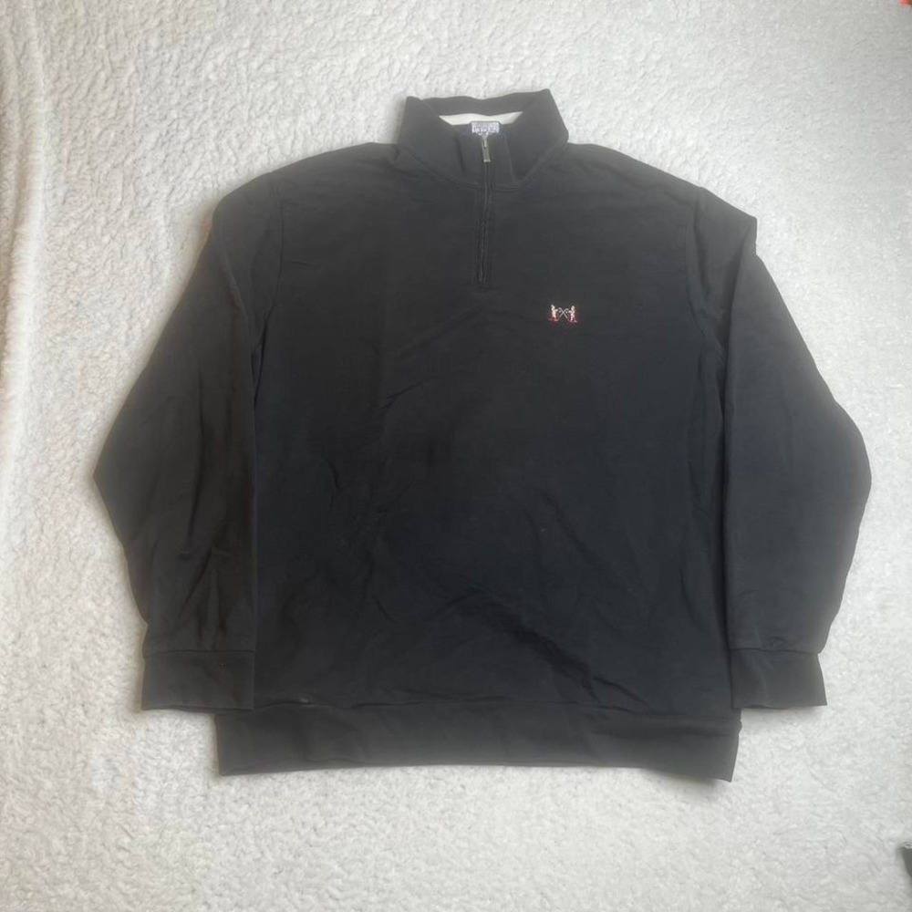 Vintage polo golf‎ men black embroidered quarter zip pullover preppy outdoors xl